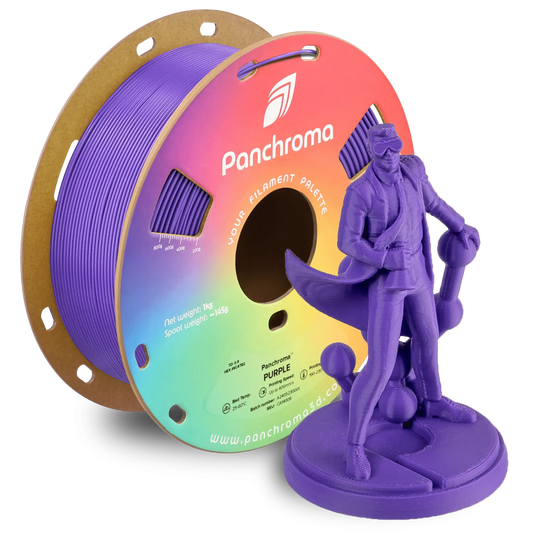 Panchroma CoPE Filament von Polymaker in lila mit 3D-gedruckter Figur