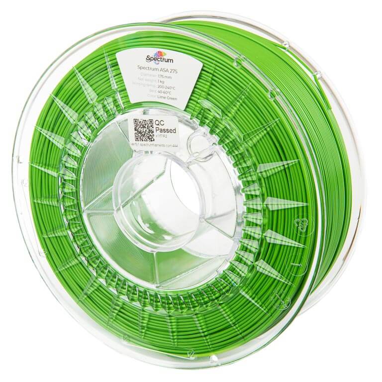 Spectrum ASA 275 – UV-beständiges ASA Filament auf einer Spule in leuchtendem Grün