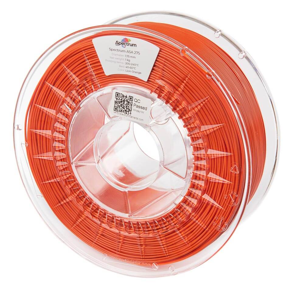 Spectrum ASA 275 – UV-beständiges ASA Filament in orange auf Spule.