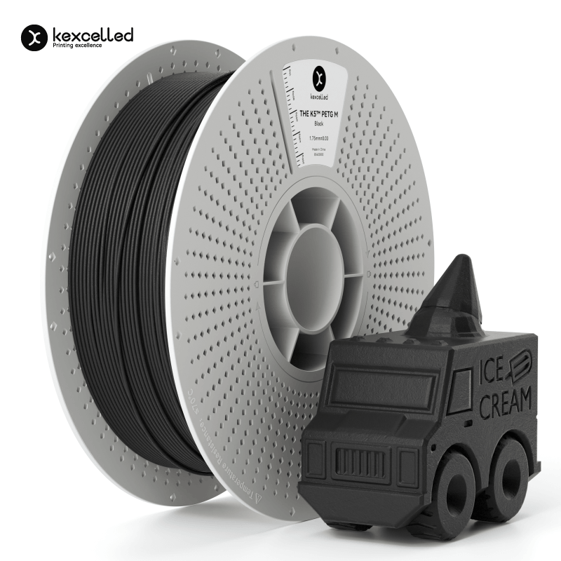 Kexcelled THE K5 PETG M – Mattes PETG-Filament spool with black ice cream truck model