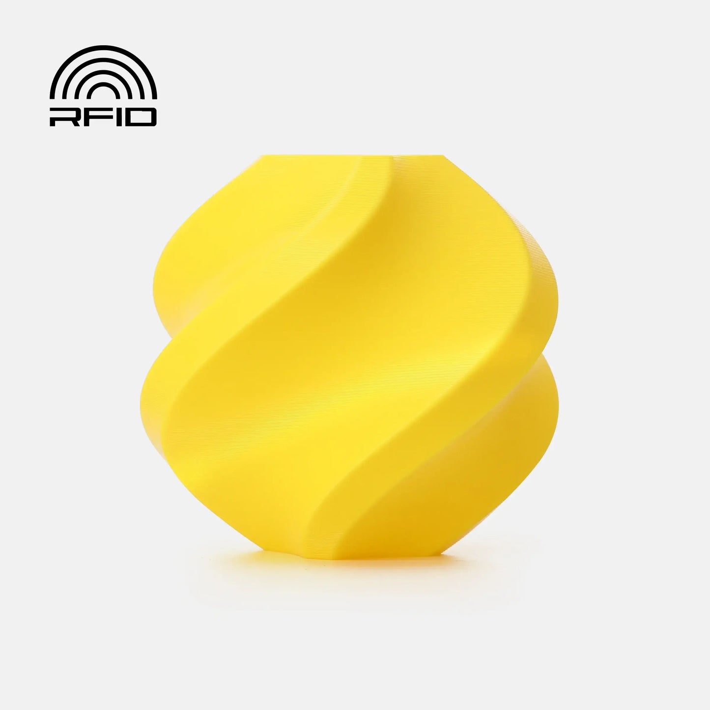 Bambu Lab PETG Basic – Filament für Outdoor & Funktion, gelbes spiralförmiges 3D-Druckobjekt.
