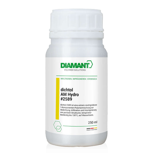 DIAMANT Polymer dichtol AM Hydro 250 ml in a 250 ml bottle for sealing 3D print parts.