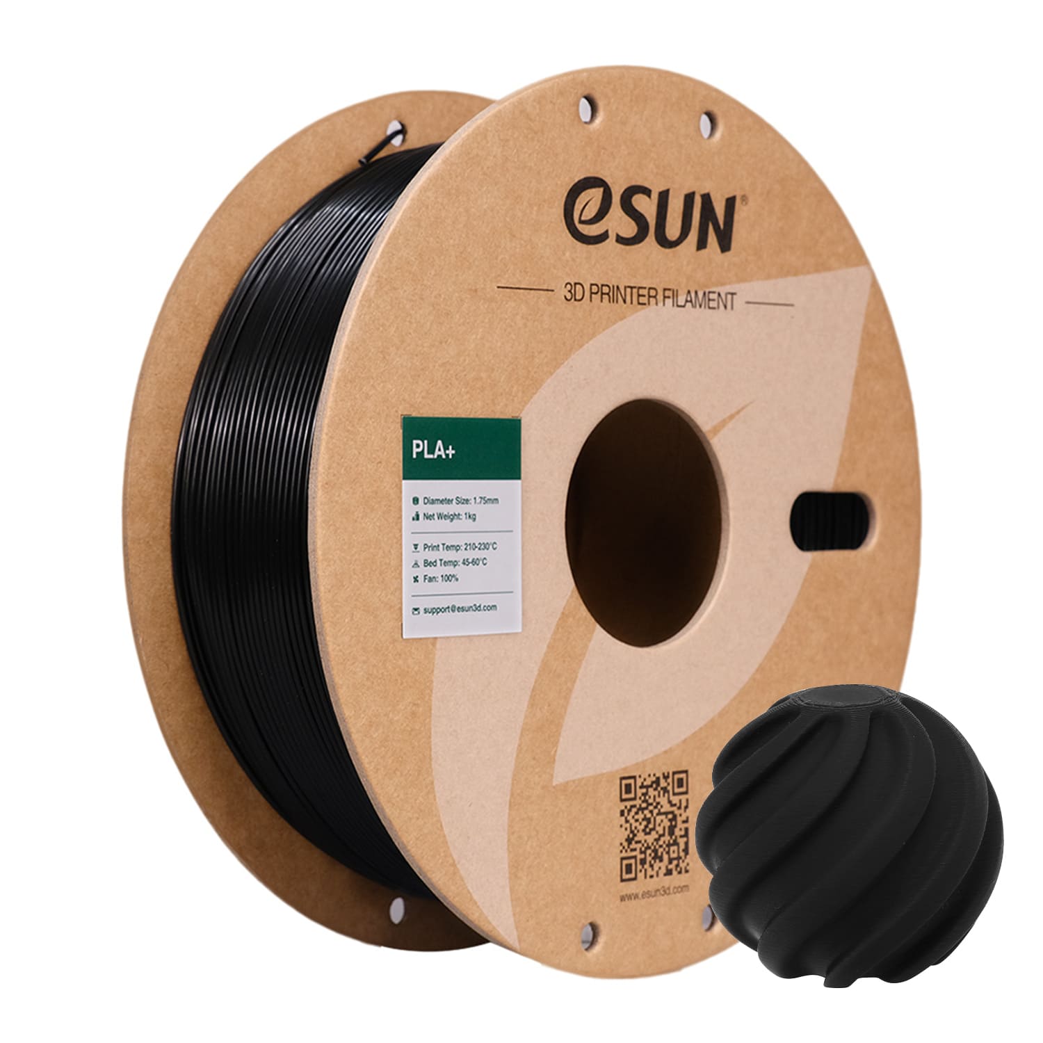 eSUN PLA+ Großrolle 3 kg, Schwarz