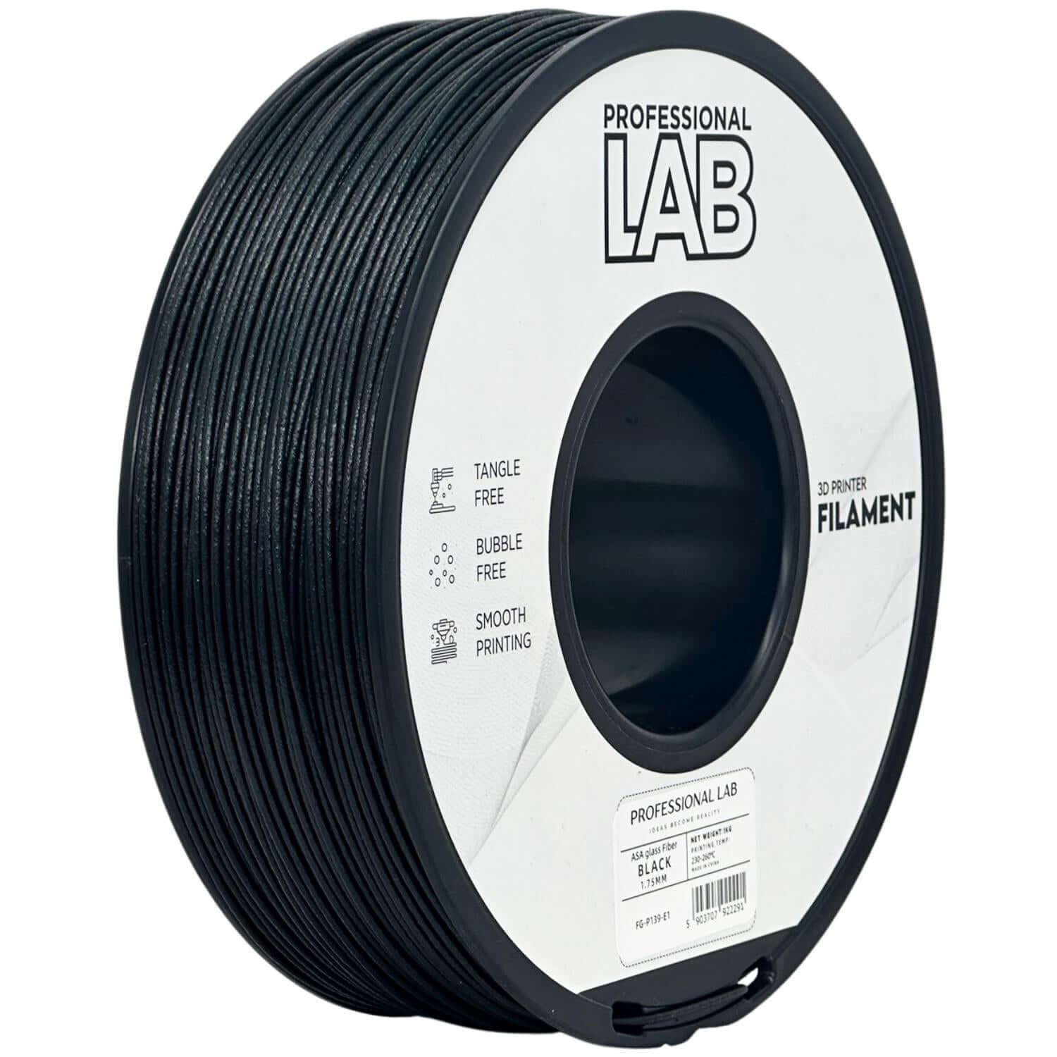 Professional Lab ASA Glass Fiber Black – UV-beständig & steif, 3D Drucker Filament auf Spule