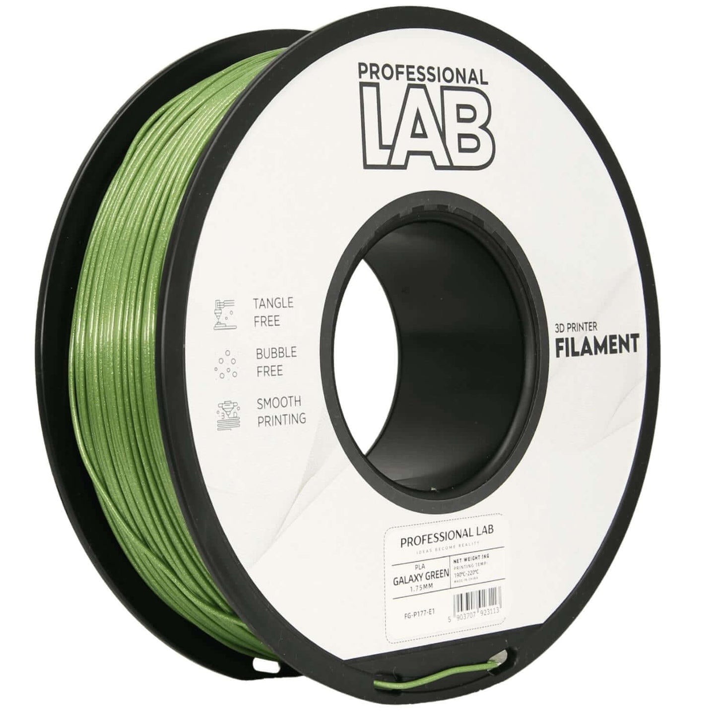 Professional Lab PLA Galaxy – Glitzerfilament mit Effekt auf einer Spule in Galaxy Green.