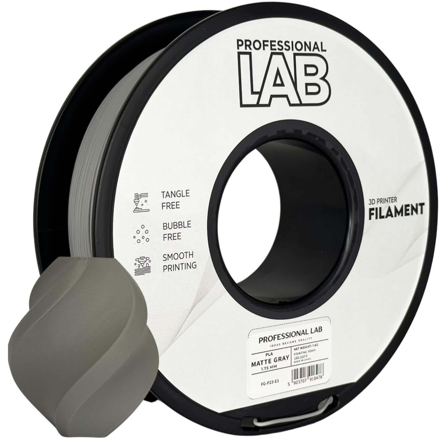 Professional Lab PLA matte – Mattes PLA-Filament in Grau für präzise 3D-Drucke in professioneller Qualität.