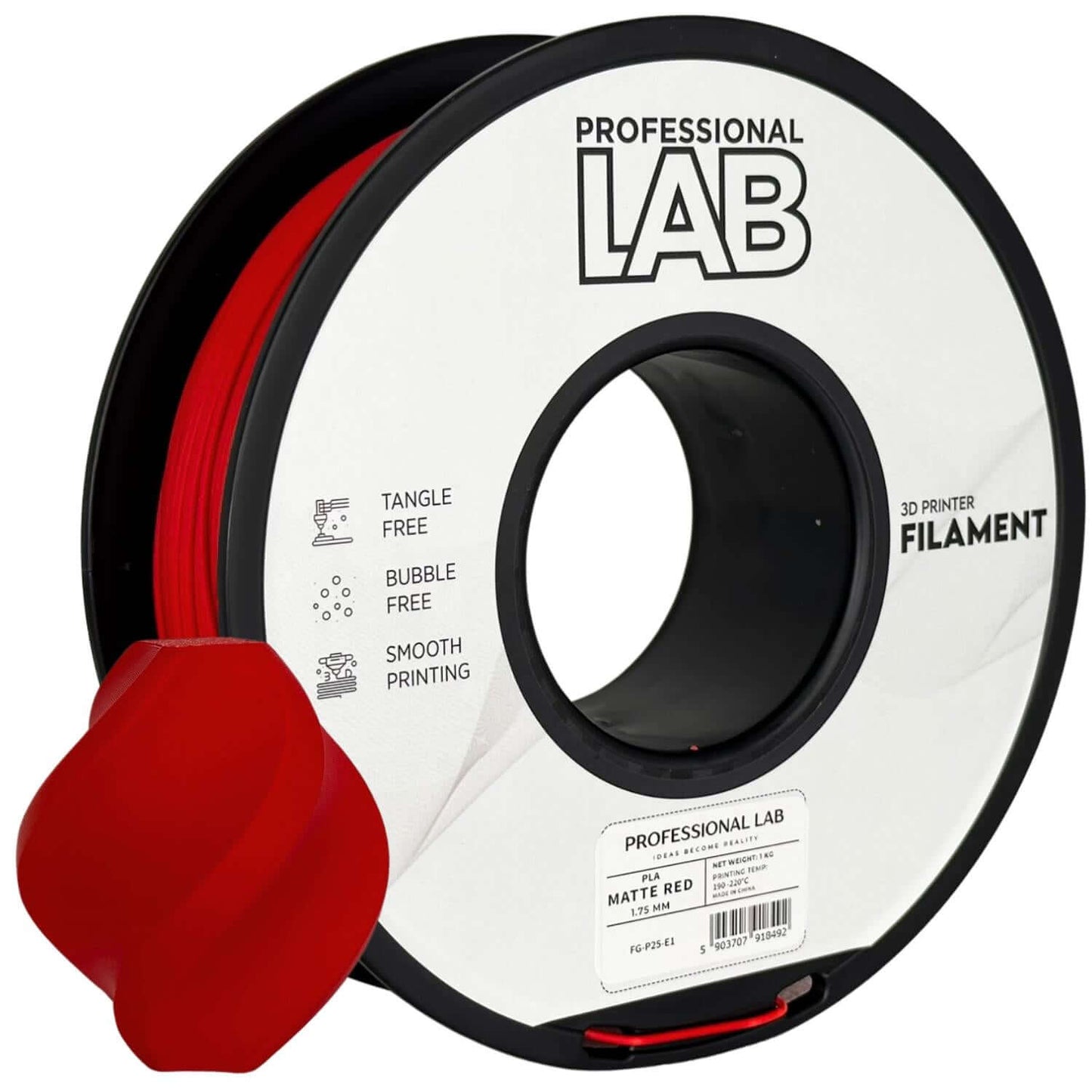 Professional Lab PLA matte – Matte red Filament auf Spule für 3D-Drucker