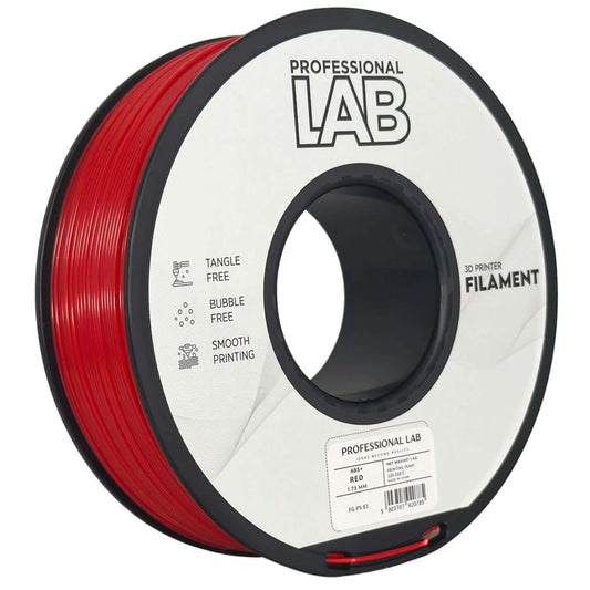 Professional Lab ABS+ für widerstandsfähige Bauteile - rotes 3D-Druck-Filament auf einer Spule.