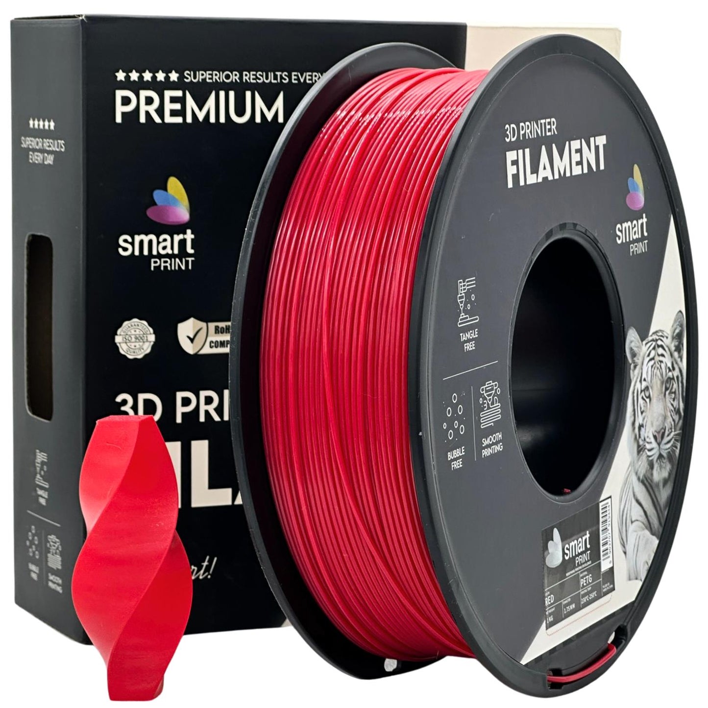 Smart Print PETG – robustes PETG-Filament für 3D-Druck auf Rolle in Rot.