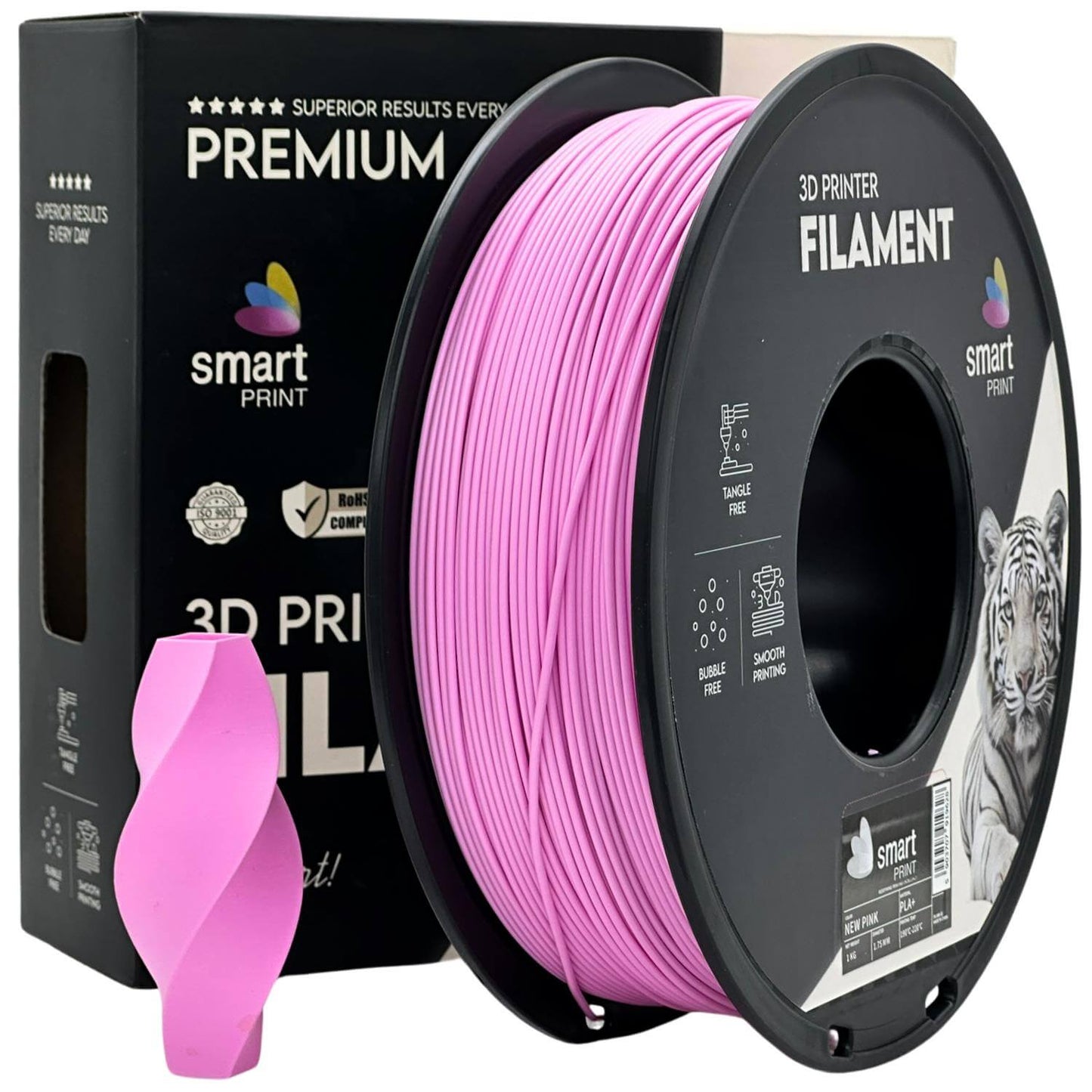 Smart Print PLA+ für stabile und belastbare Druckteile in pink auf Spule abgebildet.