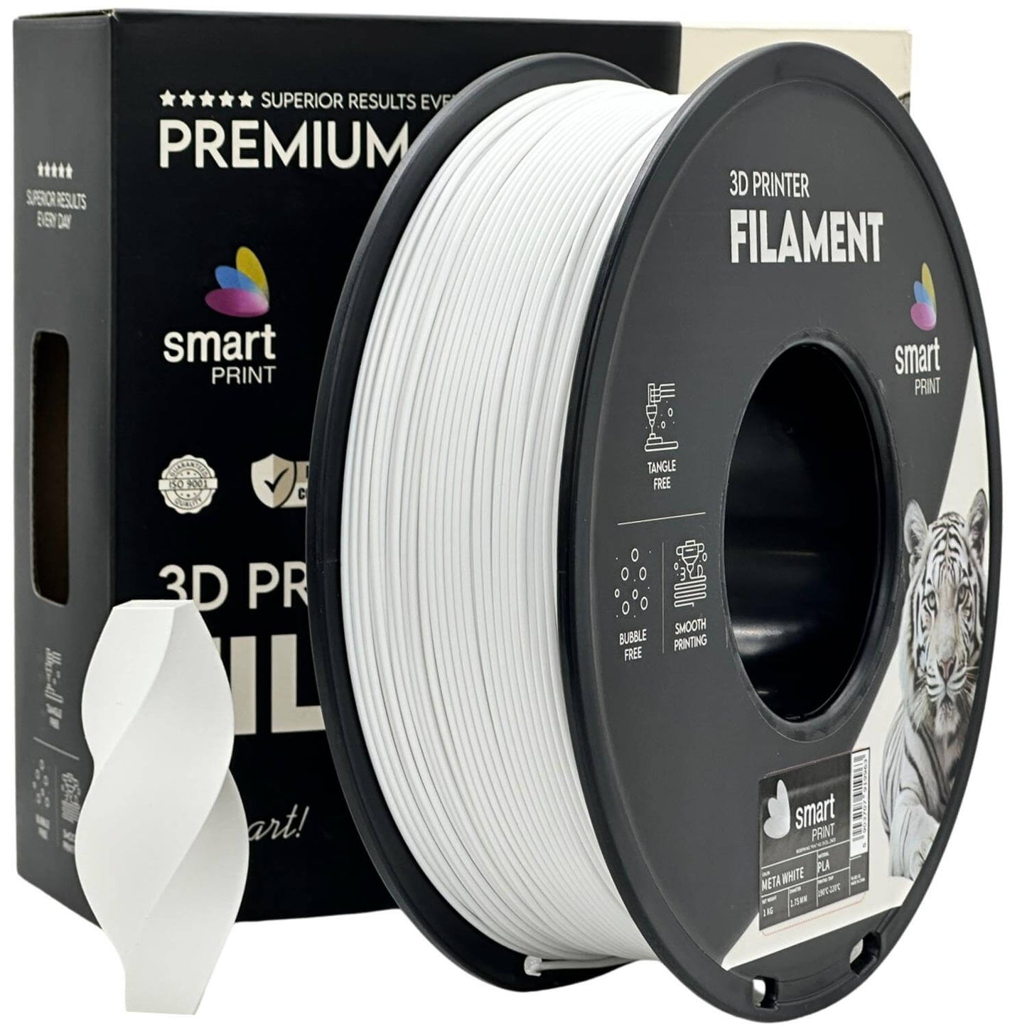 Smart Print PLA META für saubere Alltagsdrucke - Premium 3D Drucker Filament in Weiß, ideal für konsistente Ergebnisse.