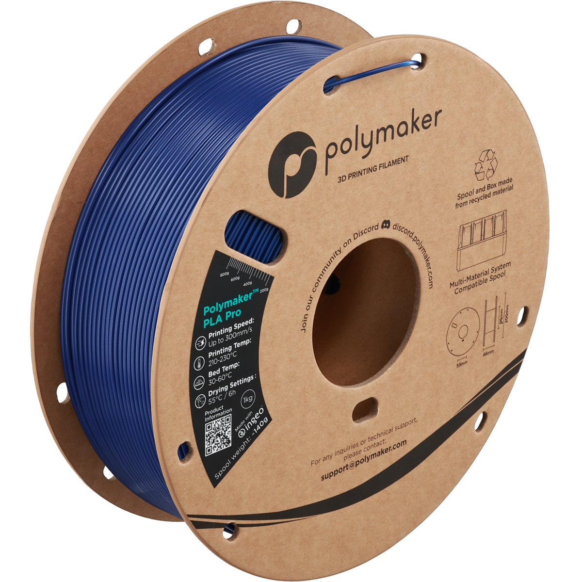Polymaker PLA Pro Filament in Blau, 1,75 mm, 1-kg-Spule