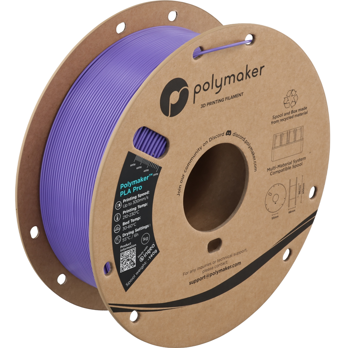 Polymaker PLA Pro Filament in Violett, 1,75 mm, 1-kg-Spule