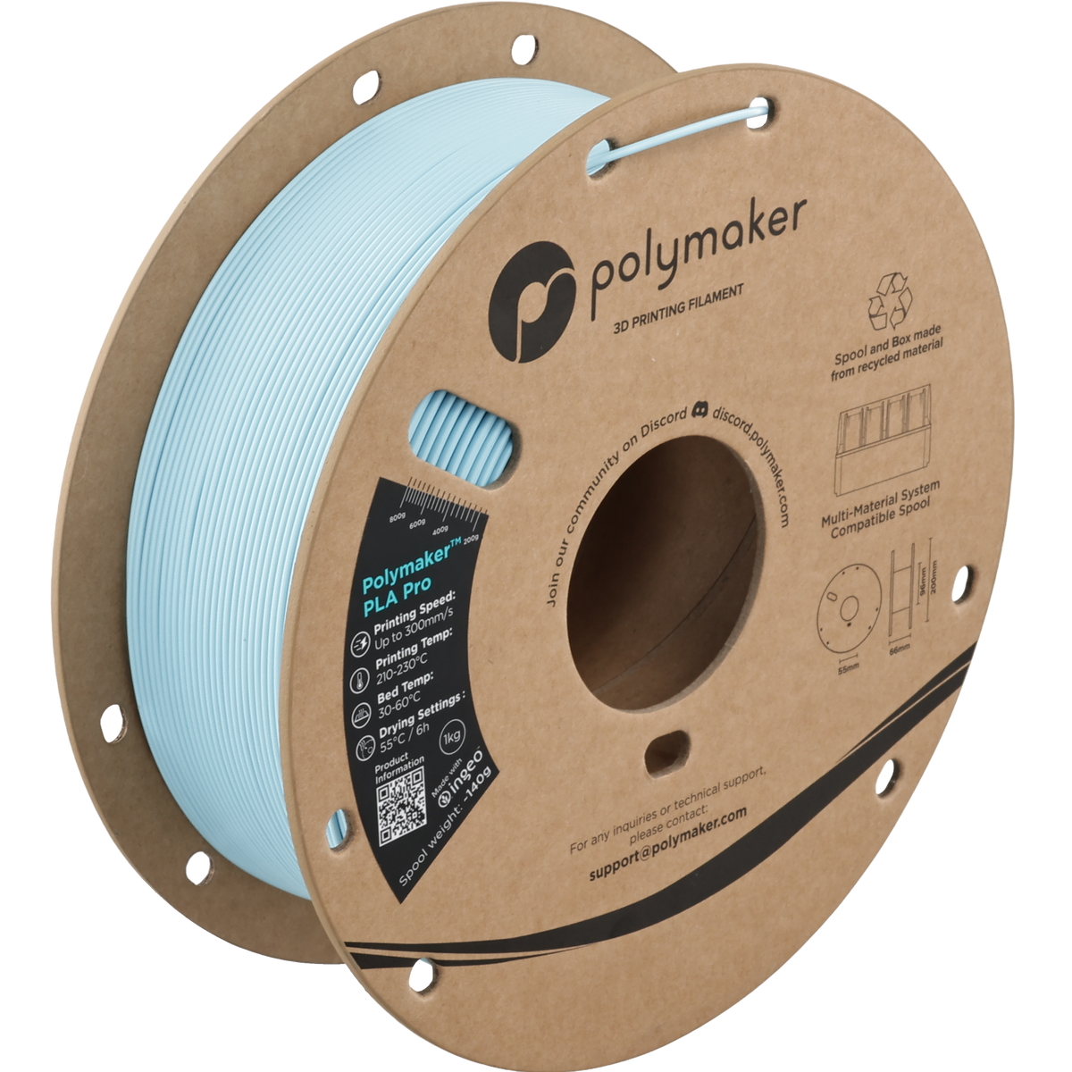 Polymaker PLA Pro Filament in Hellblau, 1,75 mm, 1-kg-Spule