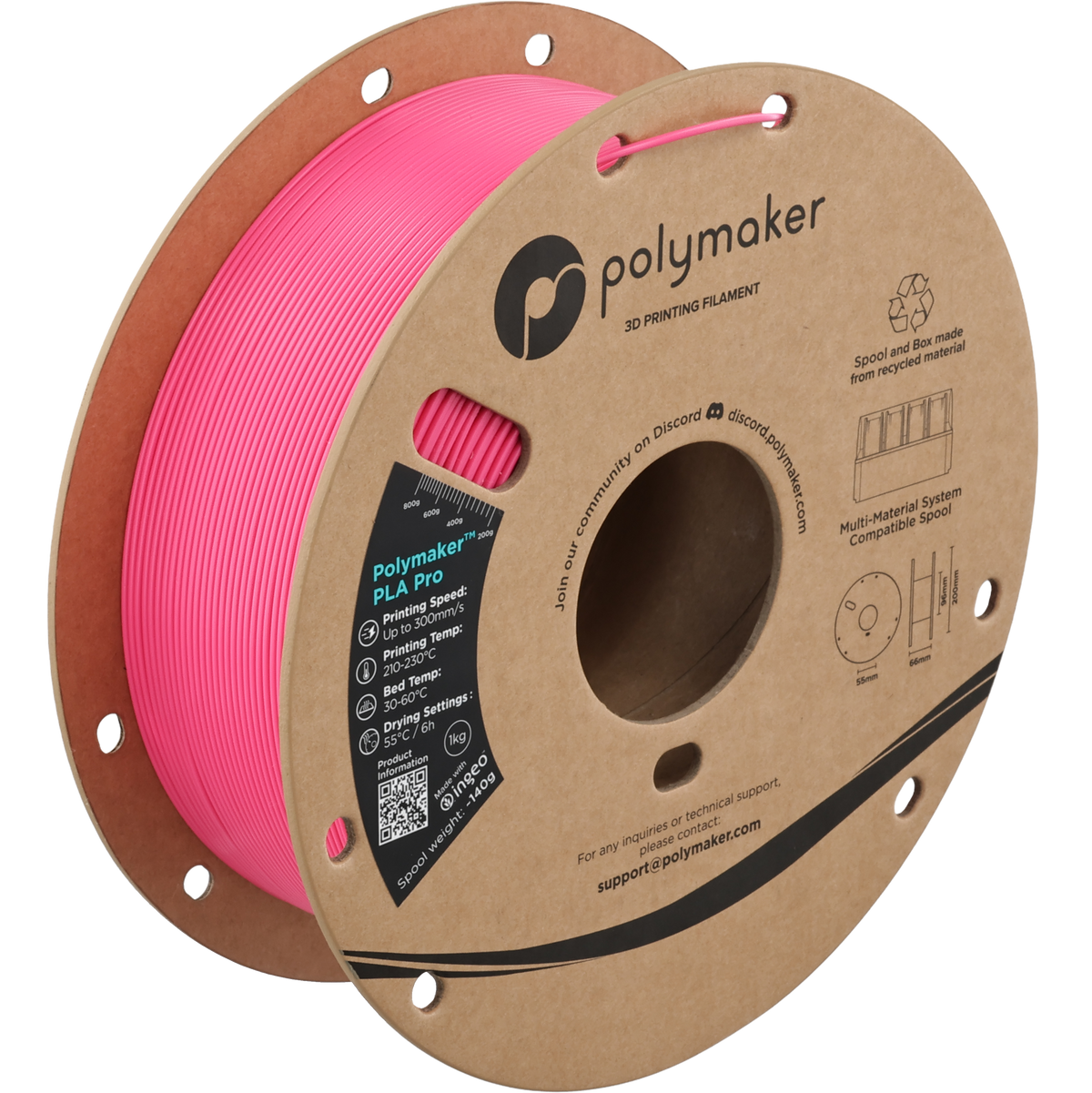 Polymaker PLA Pro Filament in Magenta, 1,75 mm, 1-kg-Spule