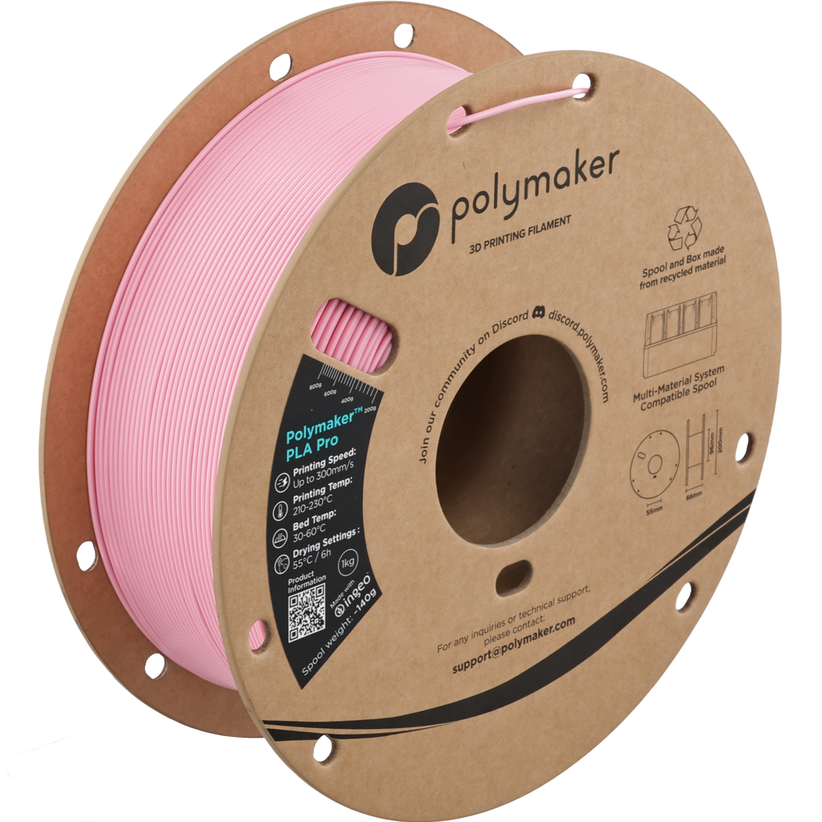 Polymaker PLA Pro Filament in Pink, 1,75 mm, 1-kg-Spule