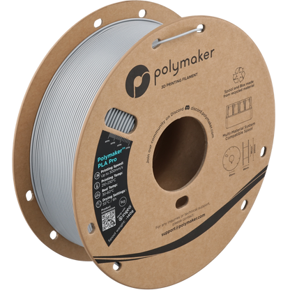 Polymaker PLA Pro Filament in Metallic Silber, 1,75 mm, 1-kg-Spule