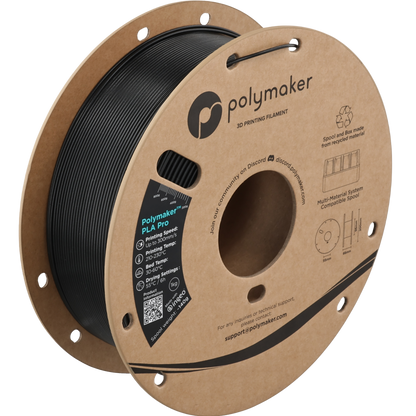 Polymaker PLA Pro Filament in Metallic Schwarz, 1,75 mm, 1-kg-Spule