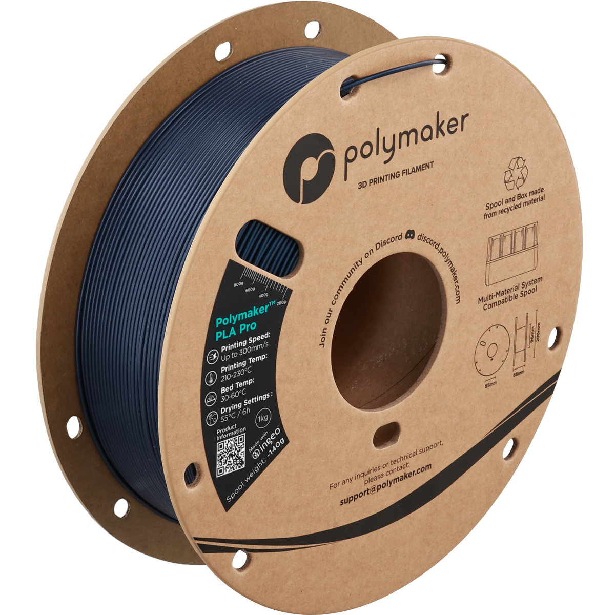 Polymaker PLA Pro Filament in Metallic Blau, 1,75 mm, 1-kg-Spule