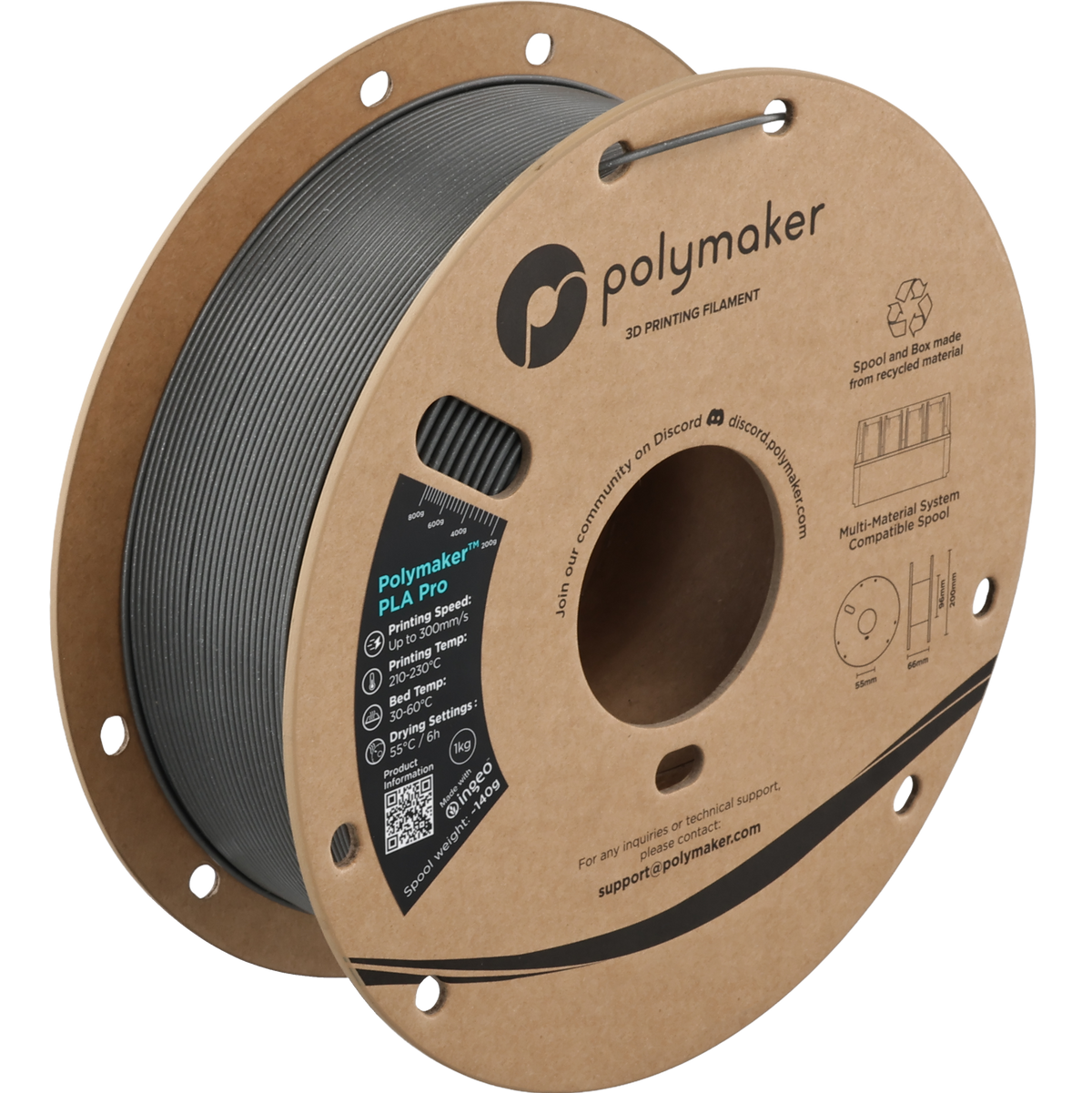 Polymaker PLA Pro Filament in Metallic Chrom, 1,75 mm, 1-kg-Spule