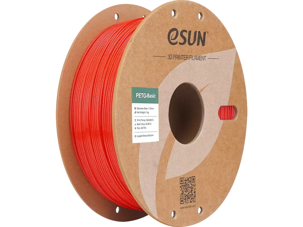 eSUN PETG-Basic rötliches Filament auf einer Spule für 3D-Druck-Anwendungen.